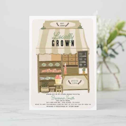 Bäuerliche Bauer im Market Store Einladung (Stehend Vorderseite)