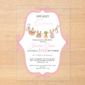 Bäuerliche Girl-Babydusche Sprinkle Acryleinladungen (Vorderseite)