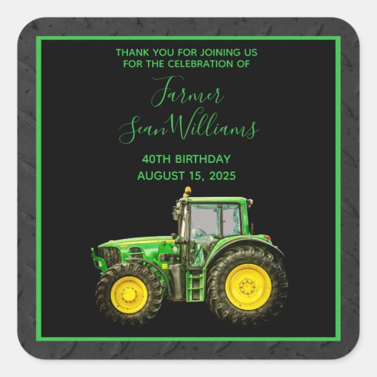 Bauern 40. Geburtstag Party Quadratischer Aufkleber (Vorderseite)