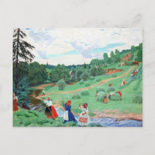 Bauern auf einem Feld Postkarte