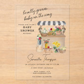 Bauern Blume Cart Stand Market Babydusche Acryleinladungen (Vorderseite)