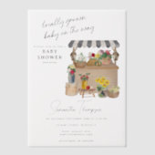 Bauern Blume Cart Stand Market Babydusche Pergament Einladungen (Vorderseite)