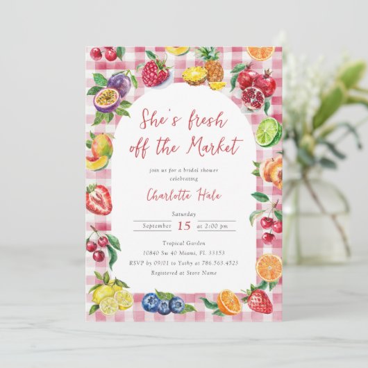 Bauern Brautparty frisch auf dem Markt Einladung (Stehend Vorderseite)