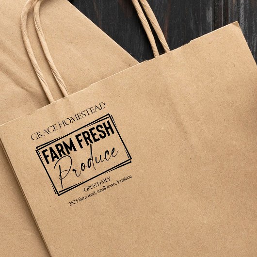 Bauern für frische Erzeugnisse Marktname Gummistempel