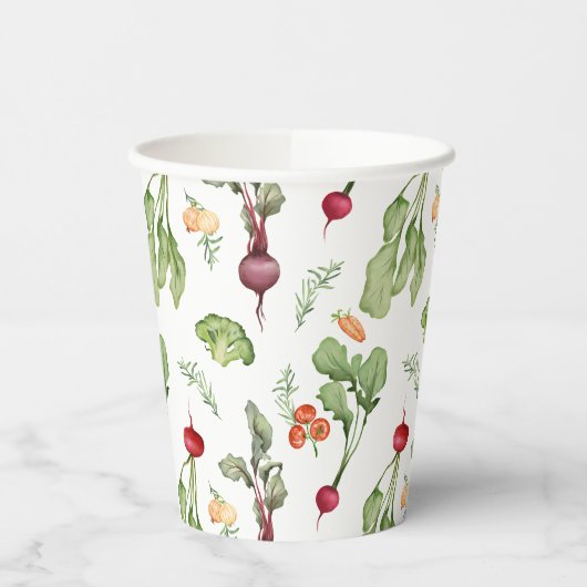 Bauern für Gemüse und Muster auf dem heimischen Ma Pappbecher (Links)