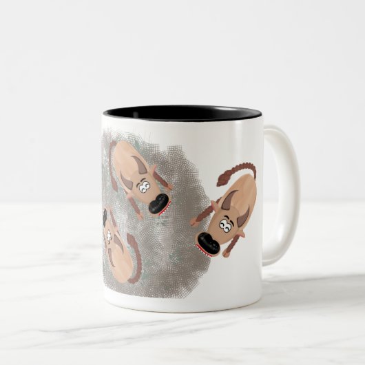 Bauern fütterte die Reisbüffel mit Büffel. Zweifarbige Tasse (VorderseiteRechts)