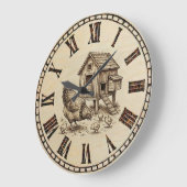 Bauern-Hühner-Wanduhr  Große Wanduhr (Winkel)