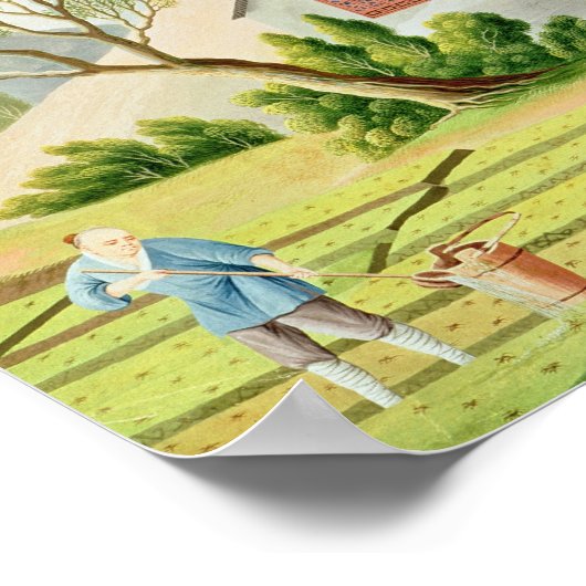 Bauern in den Paddy Fields Poster (Ecke)