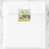 Bauern in den Paddy Fields Quadratischer Aufkleber (Tasche)