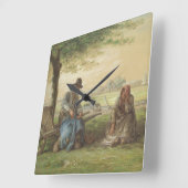 Bauern in Ruhe Quadratische Wanduhr (Winkel)