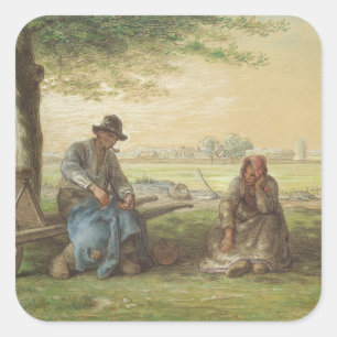Bauern in Ruhe Quadratischer Aufkleber