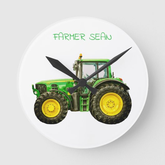 Bauern John Deere Tractor Runde Wanduhr (Vorderseite)