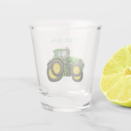 Bauern John Deere Tractor Schnapsglas (Rückseite)