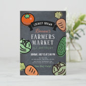 Bauern Market Chalkboard 1. Geburtstag Einladung (Stehend Vorderseite)