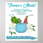 Bauern Market Fall Pumpkins White Blue Harvest Poster (Vorne)