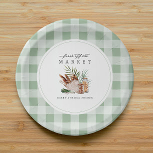 Bauern Market Gingham Brautparty Pappteller