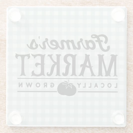 Bauern Market Gray Gingham Glasuntersetzer (Rückseite)