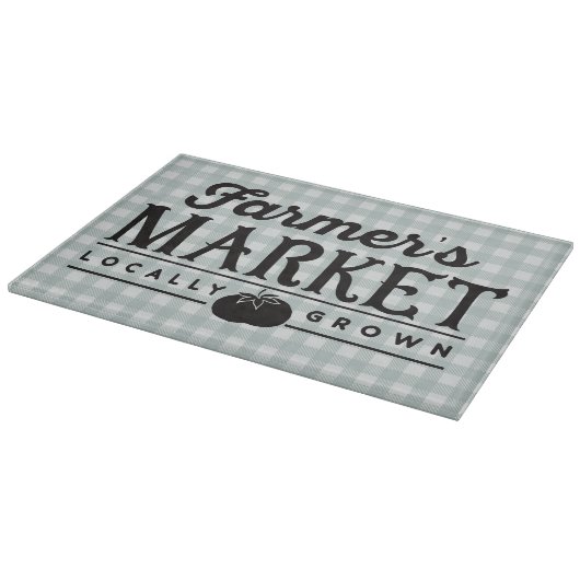 Bauern Market Gray Gingham Schneidebrett (Ecke)