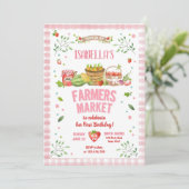 Bauern Markt Grosse Veggies Obst Geburtstag Girl Einladung (Stehend Vorderseite)