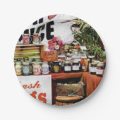 Bauern Markt mit Frischprodukten Pappteller (Vorderseite)
