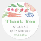 Bauern mit Aquarellfrüchten Markt Baby Dusche Gefa Runder Aufkleber (Vorderseite)