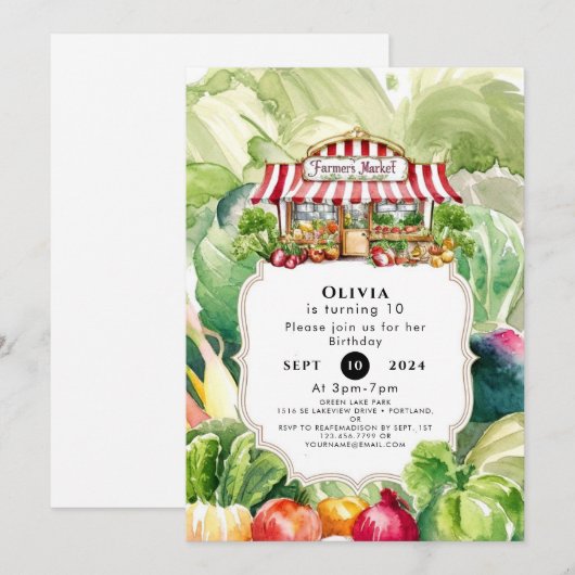 Bauern mit bunten Karotten Einladung (Vorne/Hinten)