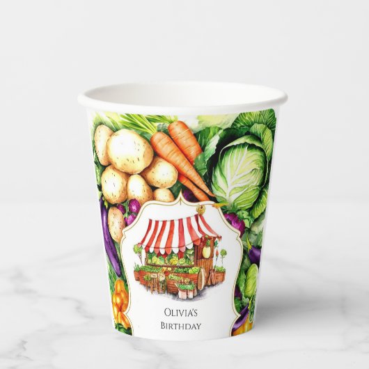 Bauern mit einfachem Gemüse Pappbecher (Vorderseite)