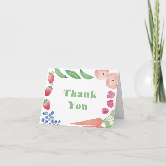 Bauern mit frischen Früchten Dankeskarte (Vorderseite)