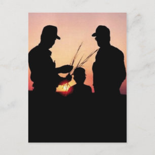 Bauern und Sonnenuntergänge Postkarte