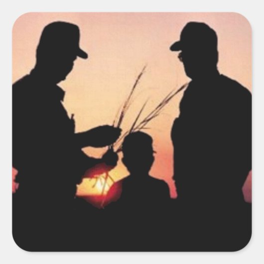 Bauern und Sonnenuntergänge Quadratischer Aufkleber (Vorderseite)