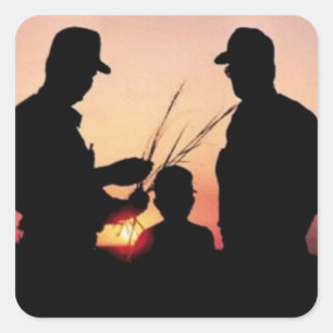 Bauern und Sonnenuntergänge Quadratischer Aufkleber