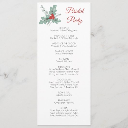 Bauern und Weihnachtsfeiertage Programm (Rückseite)