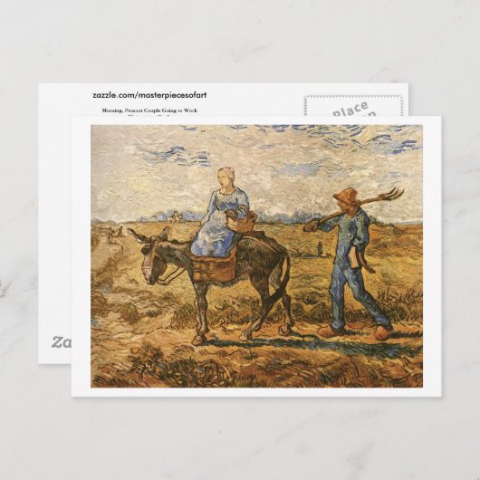Bauern unterwegs, um Van Gogh Fine Art zu arbeiten Postkarte (Vorne/Hinten)