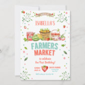 Bauern vermarkten gewachsenes Veggies-Frucht-rotes Einladung (Vorderseite)