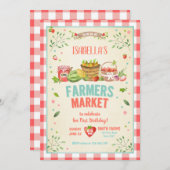 Bauern vermarkten gewachsenes Veggies-Frucht-rotes Einladung (Vorne/Hinten)