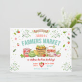 Bauern vermarkten gewachsenes Veggies-Frucht-rotes Einladung (Stehend Vorderseite)