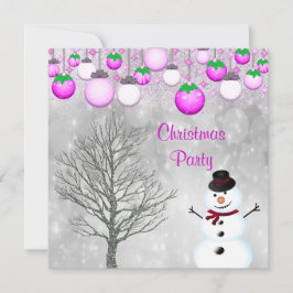 Bauern, Winterbaum & Snowman Weihnachtsfest Party Einladung
