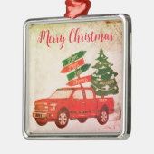 Bauernbaum Red Truck Familie Name Jahrgang Weihnac Ornament Aus Metall (Links)