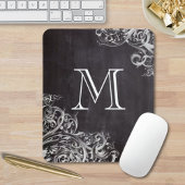 Bauernchic blühe Wirbel Kalkboard Monogramm Mousepad