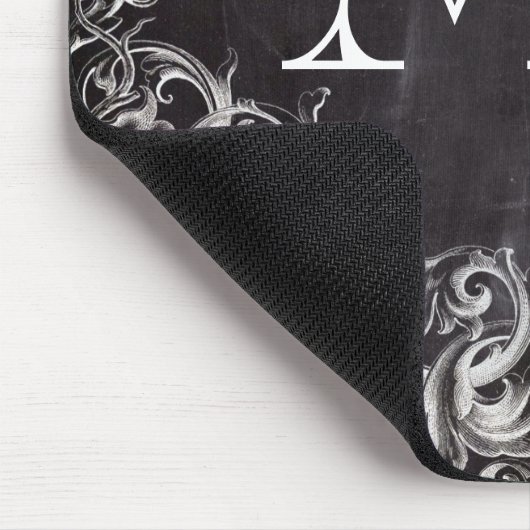Bauernchic blühe Wirbel Kalkboard Monogramm Mousepad (Ecke)