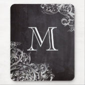 Bauernchic blühe Wirbel Kalkboard Monogramm Mousepad (Vorne)