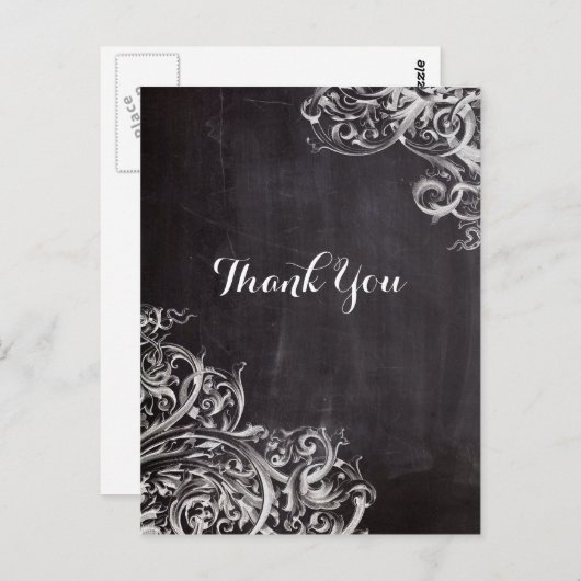 Bauernchic blühe Wirbel Kalkboard Monogramm Postkarte (Vorne/Hinten)