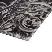 Bauernchic blühe Wirbel Kalkboard Monogramm Schneidebrett (Ecke)