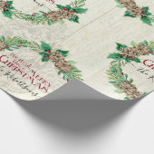 Bauernfamilie Frohe Weihnachtskraut Kiefernkone Geschenkpapier (Ecke)