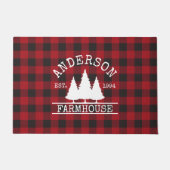 Bauernfamilie Name Red Buffalo Kariert Grosses Fußmatte (Vorderseite)