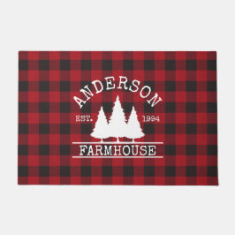 Bauernfamilie Name Red Buffalo Kariert Grosses Fußmatte
