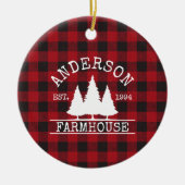 Bauernfamilie Name Red Buffalo Kariert Keramik Ornament (Vorne)