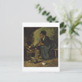 Bauernfrau am Feuerplatz, Vincent van Gogh Postkarte (Stehend Vorderseite)