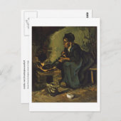 Bauernfrau am Feuerplatz, Vincent van Gogh Postkarte (Vorne/Hinten)