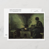 Bauernfrau am Feuerplatz, Vincent van Gogh Postkarte (Vorne/Hinten)